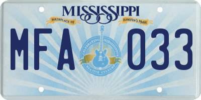 MS license plate MFA033
