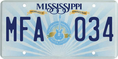 MS license plate MFA034