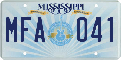 MS license plate MFA041