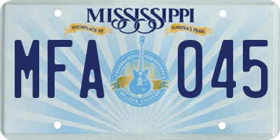 MS license plate MFA045