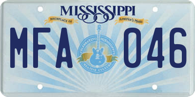 MS license plate MFA046