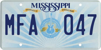 MS license plate MFA047