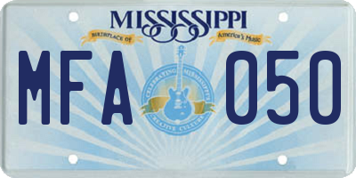 MS license plate MFA050
