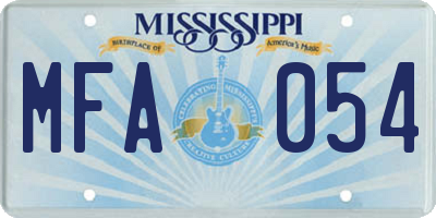 MS license plate MFA054