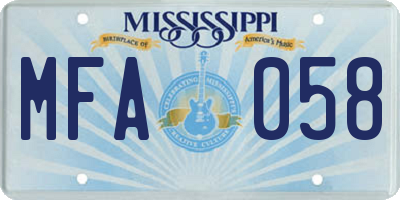 MS license plate MFA058