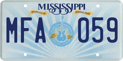 MS license plate MFA059