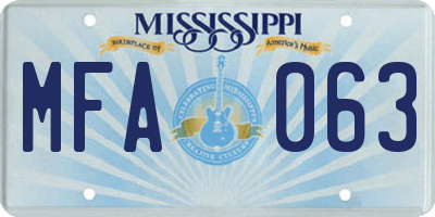 MS license plate MFA063