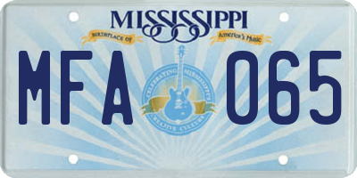 MS license plate MFA065