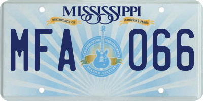 MS license plate MFA066