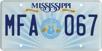 MS license plate MFA067