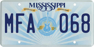 MS license plate MFA068