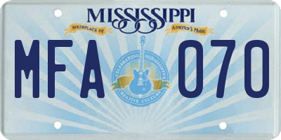 MS license plate MFA070