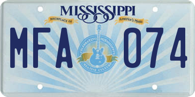 MS license plate MFA074