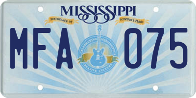 MS license plate MFA075