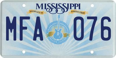 MS license plate MFA076