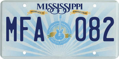 MS license plate MFA082