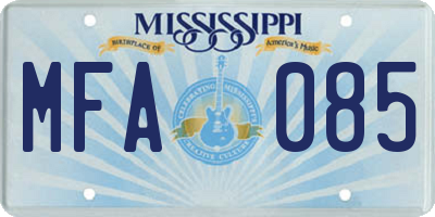 MS license plate MFA085