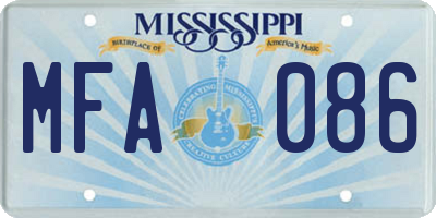 MS license plate MFA086