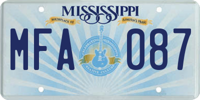 MS license plate MFA087