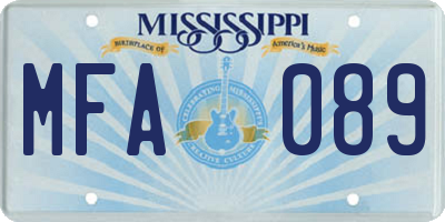 MS license plate MFA089