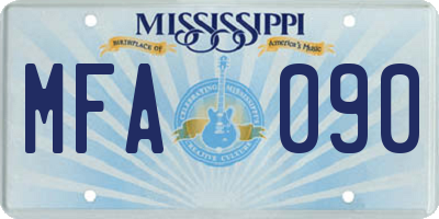 MS license plate MFA090