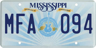 MS license plate MFA094