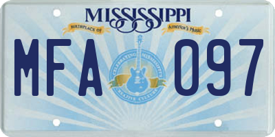 MS license plate MFA097