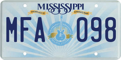 MS license plate MFA098