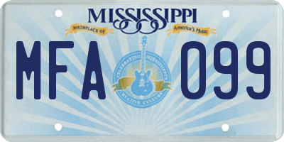 MS license plate MFA099