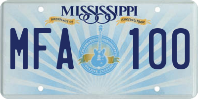 MS license plate MFA100
