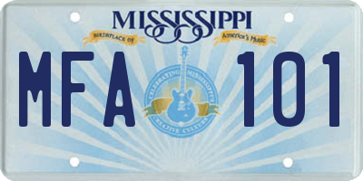 MS license plate MFA101