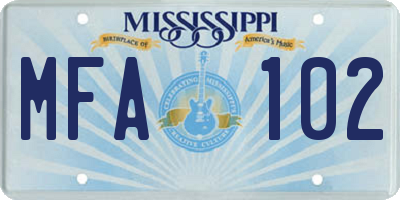MS license plate MFA102