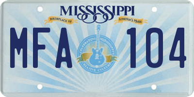MS license plate MFA104