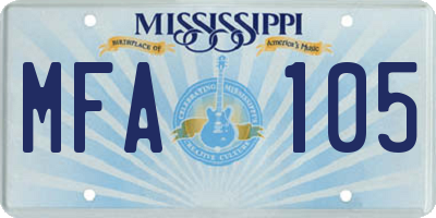 MS license plate MFA105