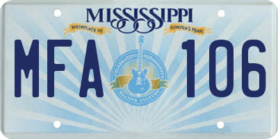 MS license plate MFA106