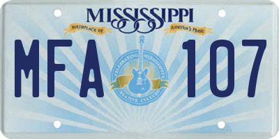 MS license plate MFA107
