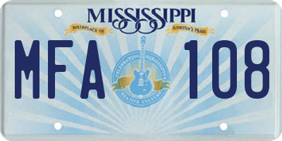 MS license plate MFA108