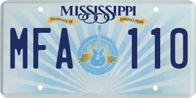 MS license plate MFA110