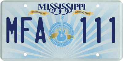 MS license plate MFA111