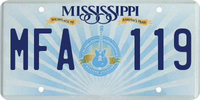 MS license plate MFA119