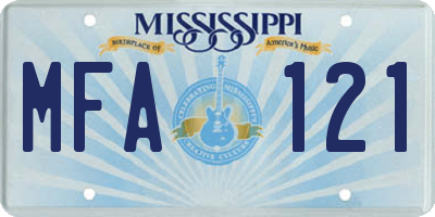 MS license plate MFA121