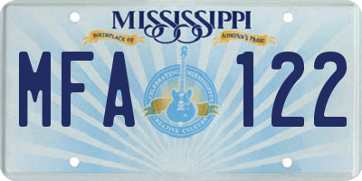 MS license plate MFA122
