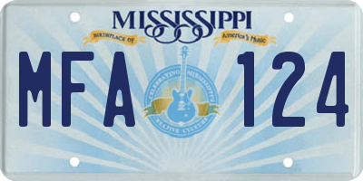MS license plate MFA124