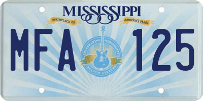 MS license plate MFA125