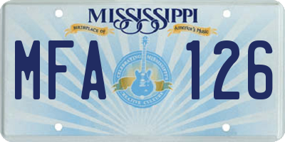 MS license plate MFA126