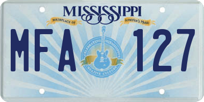 MS license plate MFA127