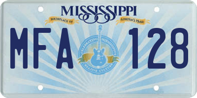 MS license plate MFA128