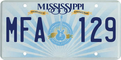 MS license plate MFA129