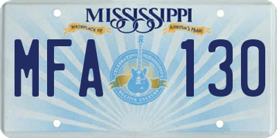 MS license plate MFA130