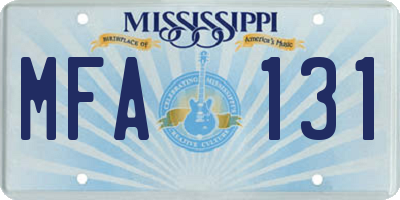 MS license plate MFA131